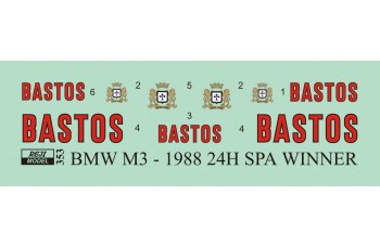 Decal – BMW M3 - Winner 1988 Spa 24 Hours - Bastos missing logos 1/24